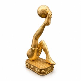 Shlinnuo Gold Soccer Statue Room Decor - 10.2" H Football Player Sculpture Trophy - Bicycle Kick Sports Desk Ornament, MVP Award, Coach Appreciation Gifts for Men, Teen Boys, Fans (Gold Finish)