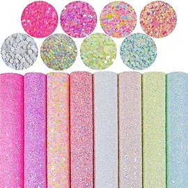 Hojas de tela con purpurina gruesa de color caramelo brillante de 8 x 12 pulgadas, piel sintética de verano para lazos, color caramelo esmaltado