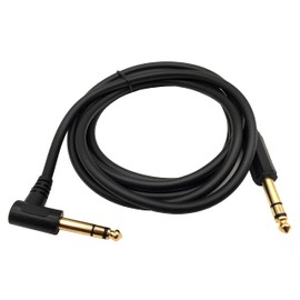 Qaoquda 1/4 Inch Guitar Instrument Cable, 6FT 90 Degree Angle 6.35mm TRS Jack Male to 1/4 Inch TRS Male Stereo Speaker Audio Cable for Electric Guitar, bass Guitar, Electric and More (6ft/1.8M)
