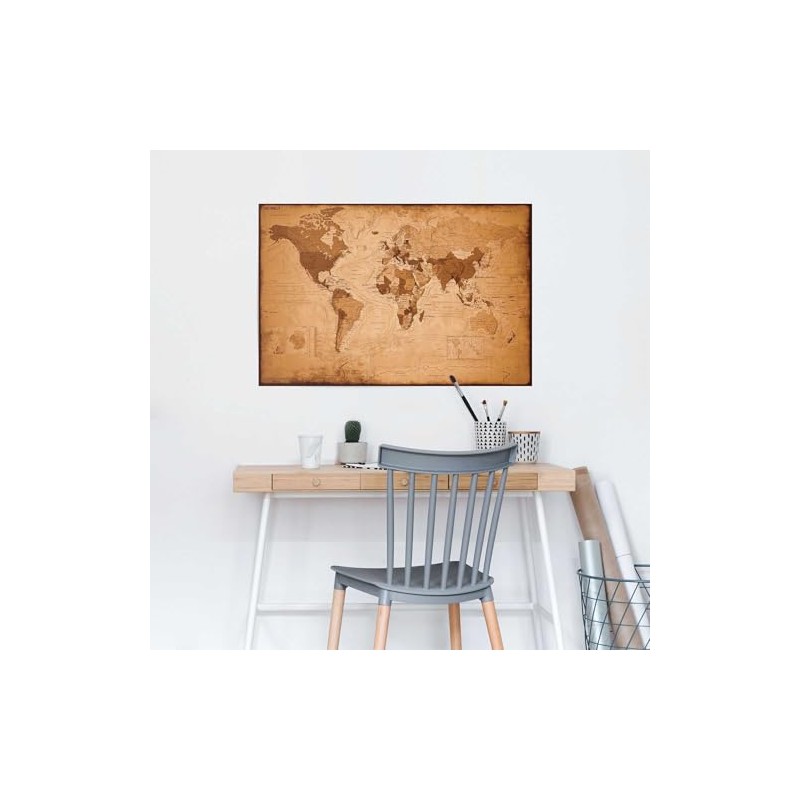 Weltkarte - Antik Poster Print, 92x61 cm