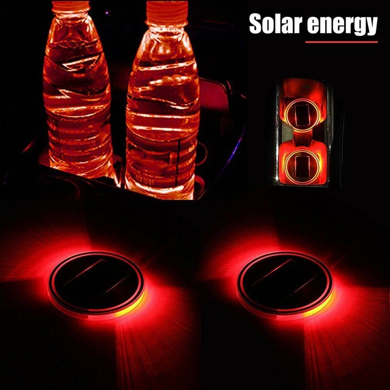 Riloer Pack of 2 LED Car Drink Holder Mat Interior