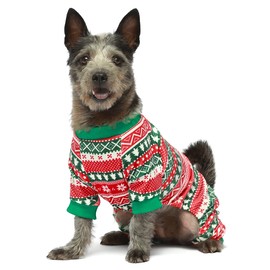 Fitwarm Dog Christmas Outfit, Dog Pajamas, Dog Winter Clothes for Small Dogs Boy Girl, Pet Ugly Sweater, Cat Costume, Red Green, Small