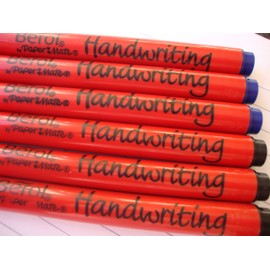 Berol Handwriting Pens 6 Pack MIXED (3 x Blue + 3 x Black)