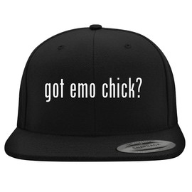 got Emo Chick? - Embroidered Structured Flat Bill Hat | Trendy Baseball Cap for Men and Women | Modern Cap in Snapback Closure | Black | One Size