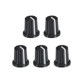 QUARKZMAN Potentiometer Rotary Knob ABS Guitar Knob for Electric Guitar Amplifier Stereo Systems Bass 6 mm D Type Wave 180° Black Pack of 5