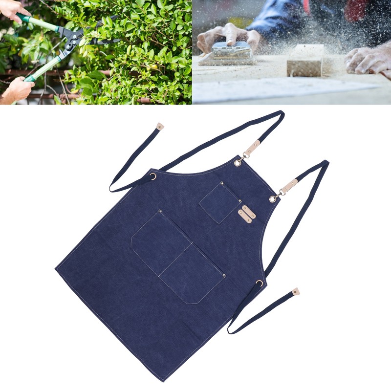 Cotton Canvas Apron Adjustable Cross Back Apron Kitchen Cooking Apron