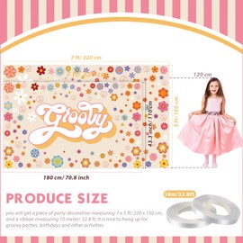 Groovy Party Backdrop Banner Hippie Birthday Two Groovy Party Decoration Daisy Flower Boho Party Photography Backdrop Groovy Party Supplies (7 x 5 ft)