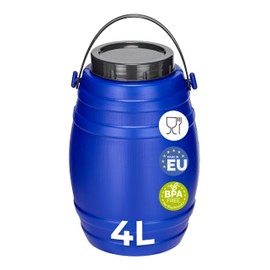 Garronda GD-0086 4 Litre Container with Lid, Feeding Bin, Wide Neck Barrel, BPA-Free, Small Barrel Water Box with Lid, Ideal as a Transport Box, Safe Storage and Storage, Blue