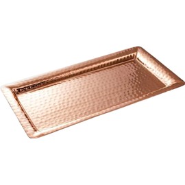 Monarch Abode Decorative Tray – 12-Inch Hand Hammered Copper Plated Metal Bathroom Tray Countertop, Vanity Trays Organizer, Perfume Plate for Dresser, Kitchen Countertop Small Fruit Platter