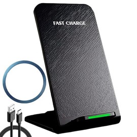 Universal Wireless Charger Stand, 15W Fast Charging Phone Charger Stand with Magnetic Ring, Fast Wireless Charger Stand - Compatible with Most Phones, Convenient Qi Wireless Charger Dock Station