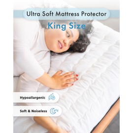 Ultra Soft King Mattress Pad | Quilted & Noiseless Sleeping Pad | Breathable & Hypoallergenic Cover | Deep Pocket Fits Up to 17.5" | Premium Bedding Comfort | URBAN LINENS