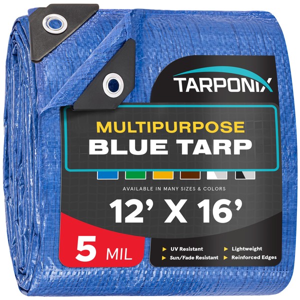 TARPONIX Better Blue Poly Tarp 12’ x 16’ – Lightweight