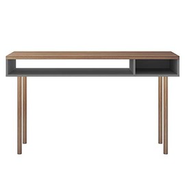 Manhattan Comfort Windsor Modern 2 Shelves Entryway Accent Console Table, 47.24", Grey and Nature