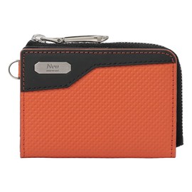 Neu Interesse 3392 Men's Coin Purse, Coin Case, Neu Interesse Pass Case, Genuine Leather, Cowhide Leather [07] Orange x Black