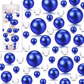 UDU 10000 Pcs Water Beads and 200 Pcs Floating Beads, Water Beads for Vase, No Hole Mixed Sizes Floating Beads for Centerpieces Vases for Home Party Wedding Decor, 8/14/20 mm (Blue)