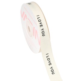VATIN Cotton Twill Tape Ribbon, I Love You Herringbone Tape 5/8 Inch x 12 Yard Spool,Natural,100% Cotton Ribbon,Herringbone Ribbon Use for Gift Wrapping,Bow Making,Home Decor,Floral Decoration