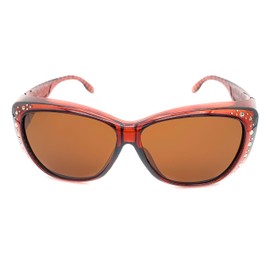 2 Pair The Starlet Polarized 55 mm Fit Over OTG Butterfly Rhinestone Sunglasses, Brown Purple