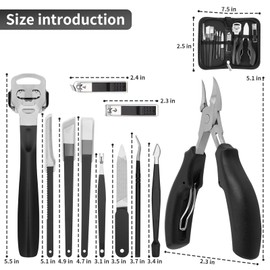 Ingrown Toenail Clippers, Upgraded 11Pcs/set Nail Treatment Foot Tool Kit, Pedicure Knife Nail Lifter Cutter Cuticle Manicure Kit Foot Care Toe Nail File for Podiatrist Ingrown Seniors Adult | YWEAUIV