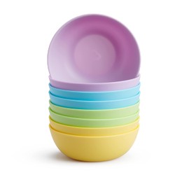 Munchkin Multi Toddler & Baby Bowls, Bright Plastic Bowls Set, Dishwasher Safe Toddler Bowls, BPA Free Stackable Baby Dish, Childrens Bowls & Baby Weaning Bowls, Small Plastic Bowls - Pack of 8