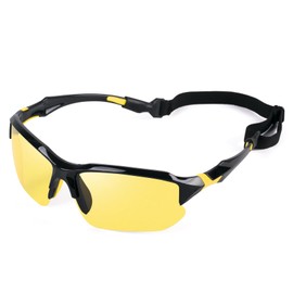MEGAVOW Mens Sport Polarized Sunglasses, UV Protection Sun Glasses Sports Eyewear for Men, Lightweight Sport Sunglasses for Cycling Driving Fishing Golf, Black Yellow & Yellow