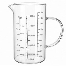 Graduated Glass Measuring Cup With Handle High Borosilicate Liquid Measuring Cup for Baking Cooking Kitchen V-Shaped Spout Glass Measuring Beaker Easy To Read (500ML (16Oz, 2Cups))