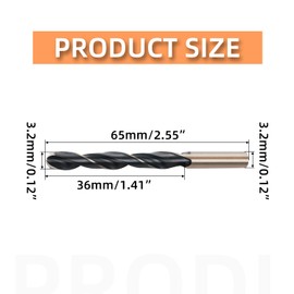 YIEMI Straight Shank Twist Drill Bits，3.2mm Stainless Steel High Speed Steel 6542 Drill Bits for Stainless Steel Cast Iron Aluminum Alloy Wood Plastic and Other Materials(6 Pcs)