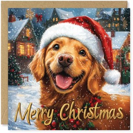 Beau Willows Christmas Card from the Dog - Golden Retriever Merry Christmas to Dog Mum and Dog Dad