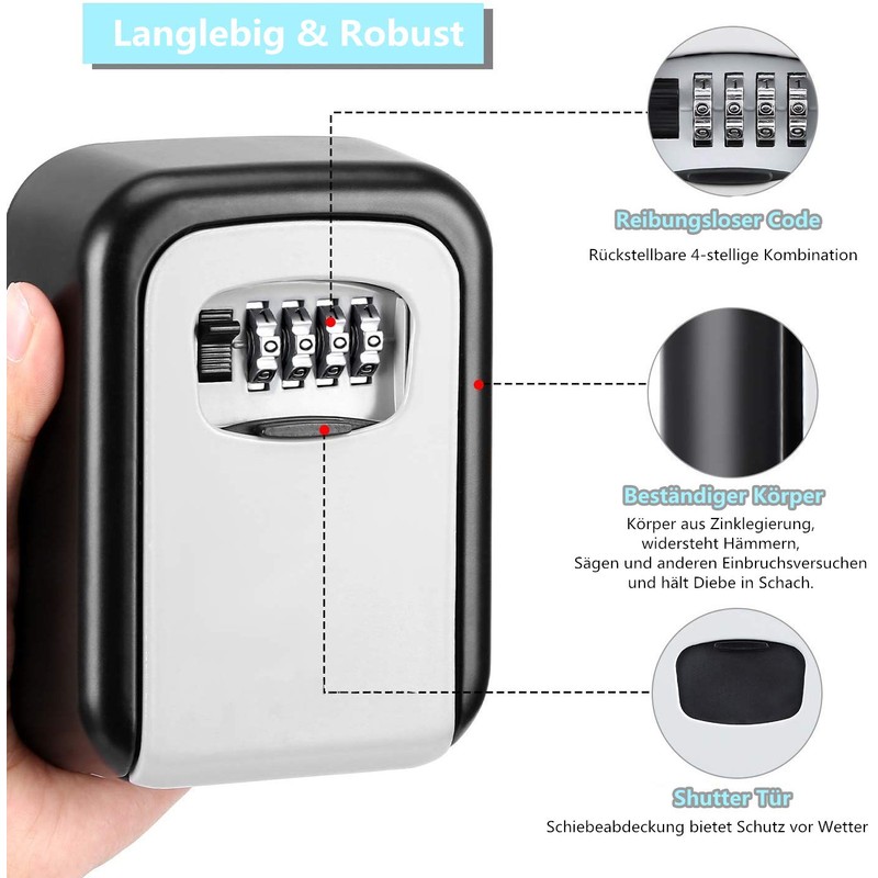 Outdoor Key Safe with Number Code - Key Hiding Place