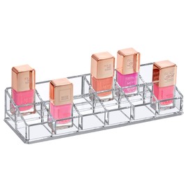 Amazing Abby - Glamour - 12-Slot Acrylic Nail Polish Organizer, Lipstick Holder, Lip Gloss Organizer, Cosmetic Storage Display, Perfect Storage Solution for Drawer, Vanity, Bathroom, and More