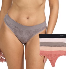 Tahari Women's 5-Pack Seamless Thong Underwear, Canyon Rose