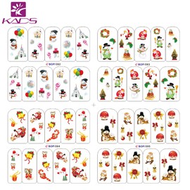 KADS 4PCS DIY Nail Art Stickers Christmas Snowflakes Snowmen Decoration