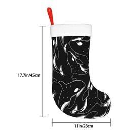 FYCFSLMY Whale Orca Killer Black Large Christmas Stockings, Xmas Tree Fireplace Hanging Decorations for Home Holiday Decor