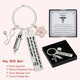 Gladsico Nurse Keychain – Stainless Steel Engraved Key Ring for Nurses, RN, Medical Assistants – Durable, Lightweight, Easy to Carry – Graduation, Appreciation, Thank You Gift