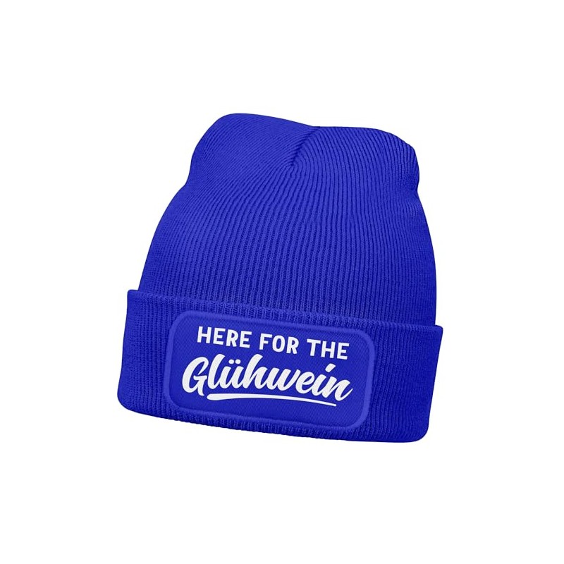 MoonWorks® Men's Knitted Beanie Hat with Patch Saying "Glühwein" Funny