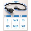 Flat Plug 1Ft Short Extension Cord, 90-Degree Plug Low Profile
