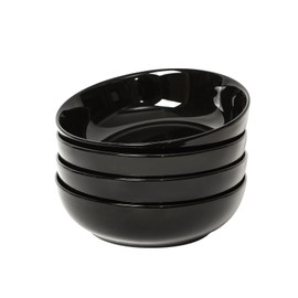 Selamica Ceramic Pasta Bowls Set of 4, Large Salad Bowl, Black