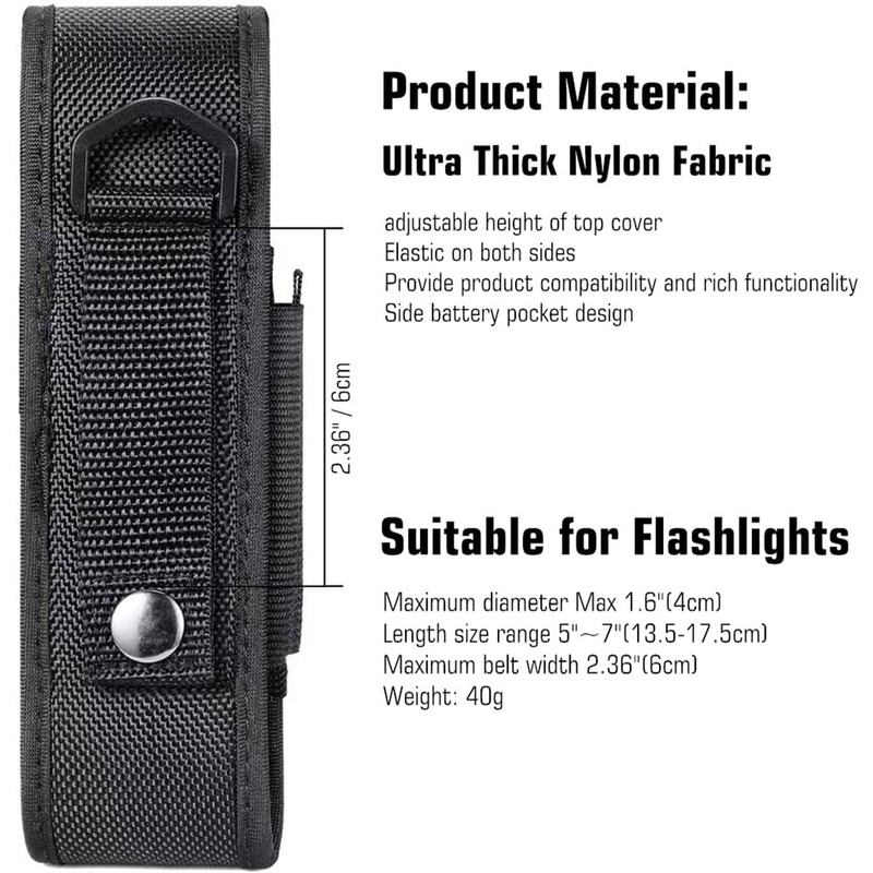 YONCONO Flashlight Holster, Molle Tactical Torch Cover Case Nylon Adjustable
