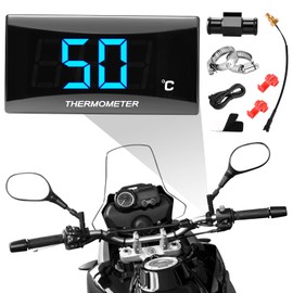 Universal Motorcycle Digital Thermometer with 18/22 mm Adapter, Metal Probes Temperature Sensor, Waterproof LED Digital Display, Blue Light Temperature Sensor for Koso (Blue, 22 mm)