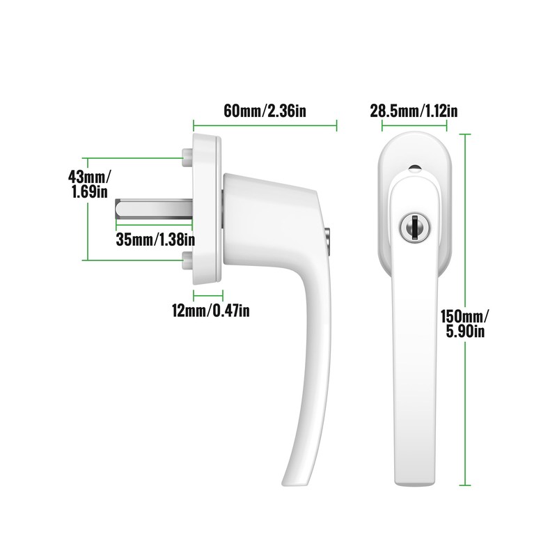 HOMGEN 4pack Universal Window Handles for UPVC 360° Rotation Cuttable