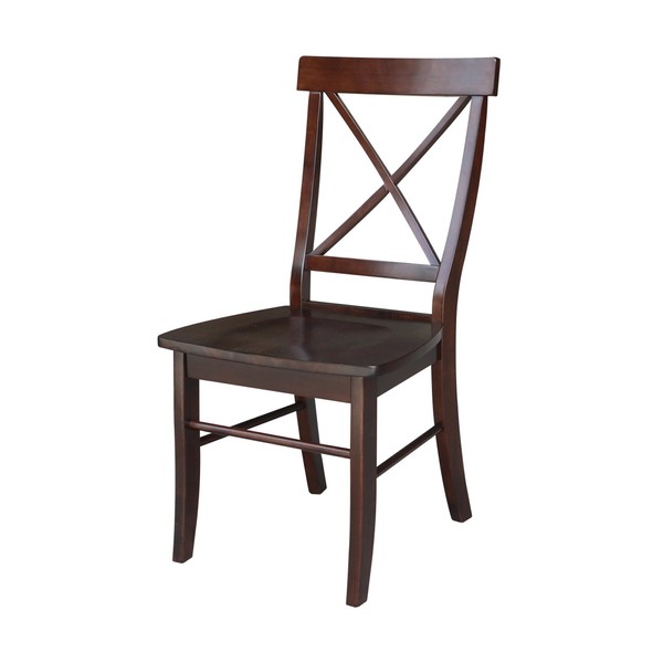 International Concepts X- Back Chair, with Solid Wood Seat, Java