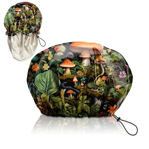 Zewurtuw Luxury Shower Cap Adjustable Reusable Double Waterproof Layer Elastic