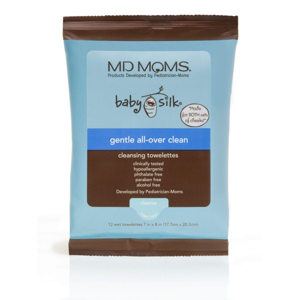 Baby Wipes by MD Moms – Sensitive Eczema Approved Hypoallergenic Cleansing Towelettes for Sensitive Skin (12 ct Travel Pouch)