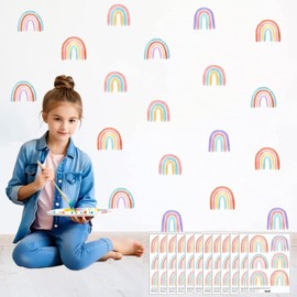12 Pegatinas de Arcoíris Acuarela para Pared - Decoración Bohemia para Habitación de Niñas, Juego de Vinilo Impermeable para Dormitorio, Sala, Guardería