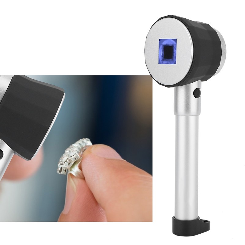 10X Magnifier Handheld Loupe with Scale LED Metal Handle Optical