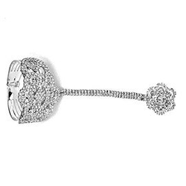 Arras Creations Fashion Trendy Flower Pave Hand Chain Ring and Bracelet Set for Women / AZFJSBB381-SCL