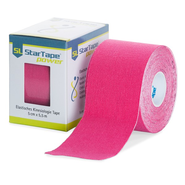 SL StarTape power - Pink, Set of 2, Extra Strong Kinesiology Tape, Roll 5 cm x 5 m, Skin-Friendly Sports Tape, Physio Sports Medicine