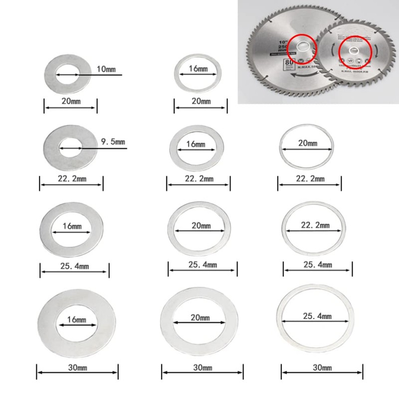 Saw Blade Adapter, 3pcs Metal Bushing Washers Circular Saw Blade