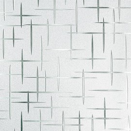 Frosted Window Film Non-Adhesive, Frosting Privacy Film for Glass Windows, Self Static-Cling Decorative Window Cling for Home Office UV Protection Cross Pattern (35.4" x 78.7")