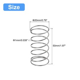 QUARKZMAN Pack of 5 Compression Spring 304 Stainless Steel Compression Springs Spring Spring Coil Spring Steel Spring 20 mm OD 1.2 mm Wire Size 50 mm Free Length Silver Tone