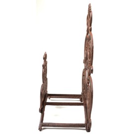 Garden Hose Holder Reel Floral & Spade Pattern Cast Iron Hanger Outdoor 13.25" Tall